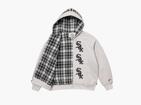 Supreme x Chicago White Sox Zip Up Hooded Sweatshirt Ash Grey 