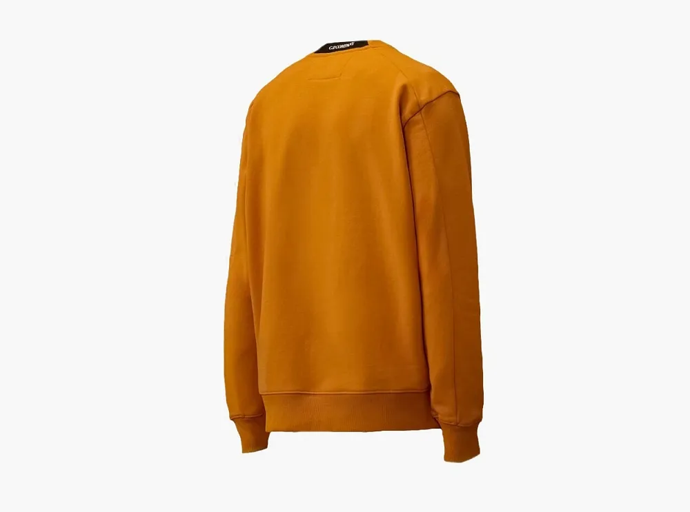 C.P. Company Diagonal Raised Fleece Crewneck Lens Sweatshirt Desert Sun - Orange