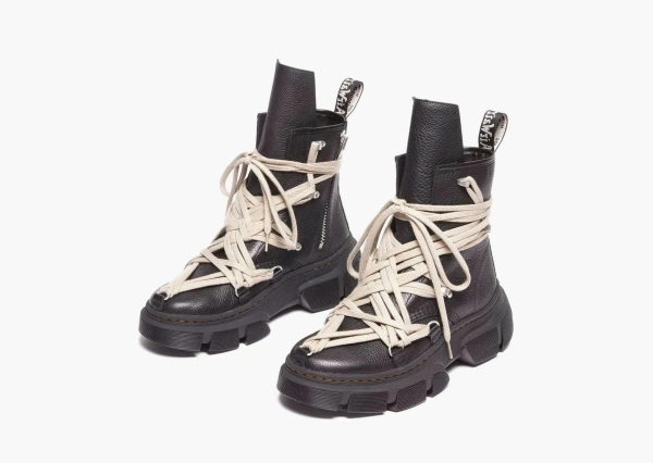 Rick Owens X Dr. Martens 1460 DMXL Megalace Leather Lace Up Boots Black / Lunar 