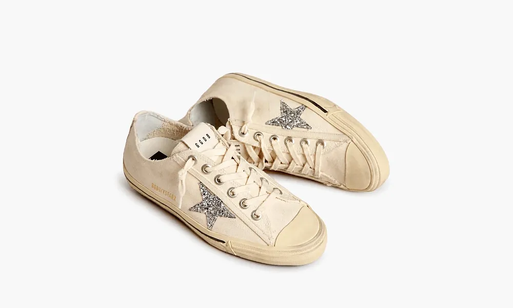 Golden Goose V-Star WMNS Beige Silver Glitter