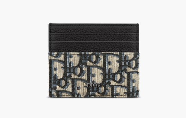 Dior Oblique Jacquard Calfskin Card Holder Beige/Black 