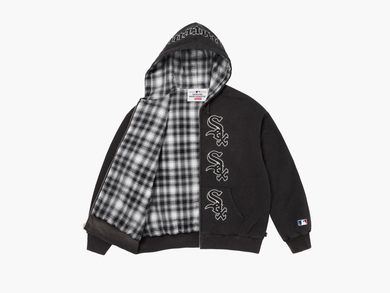 Supreme x Chicago White Sox Zip Up Hooded Sweatshirt Black 