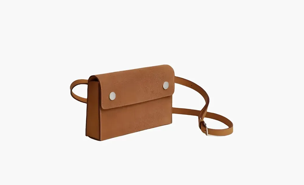 HERMES Grizzly & Swift Calfskin One Shoulder Wallet Brown