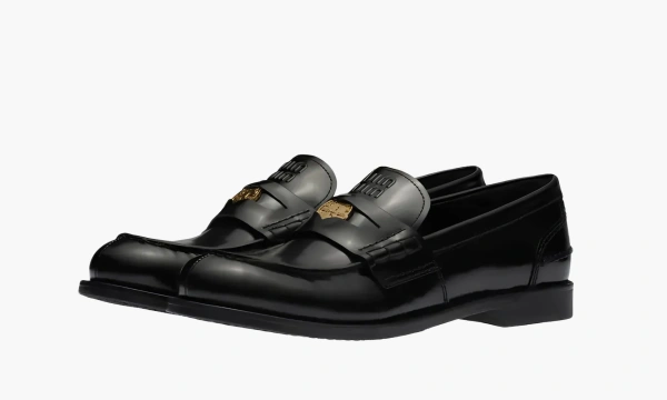 Miu Miu Brushed Leather Loafers Black 
