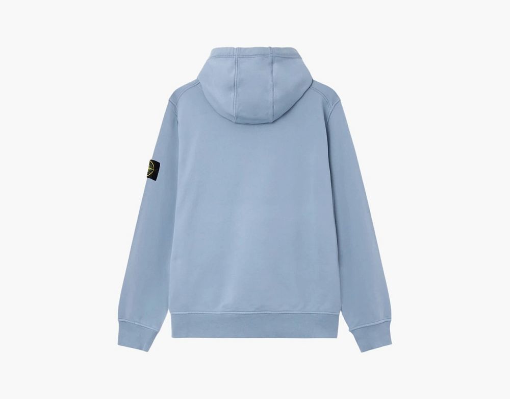 Stone Island Organic Cotton Fleece Hoodie Avio Blue