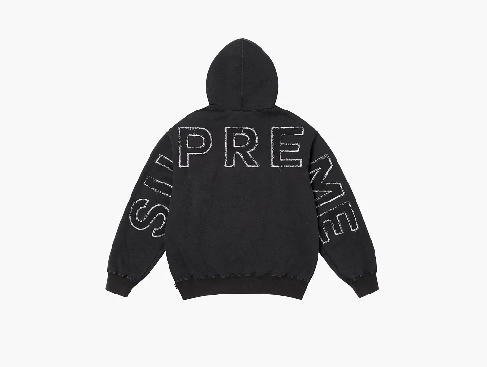 Supreme Frayed Hooded Sweatshirt Black