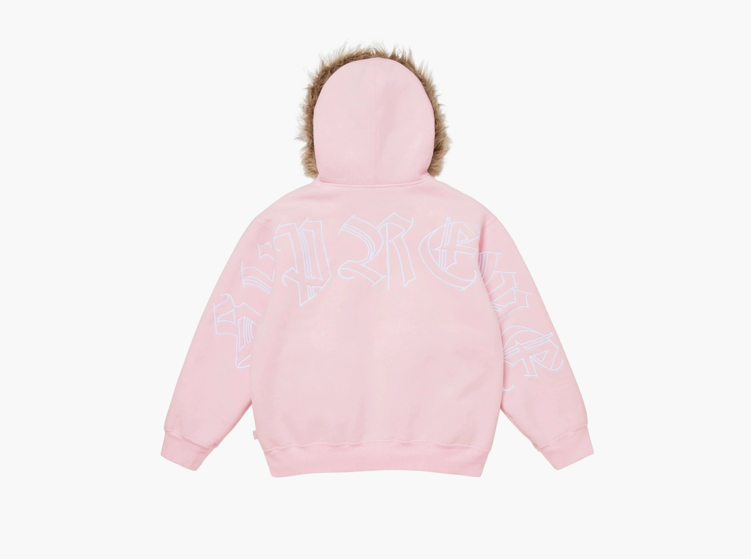 Supreme Faux Fur Zip Up Hooded Sweatshirt Light Pink 
