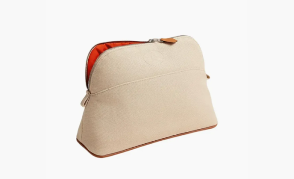 HERMES Bolide Canvas Bowling Bag White/Orange 
