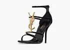 Saint Laurent Cassandra Sandals In Patent Leather Noir