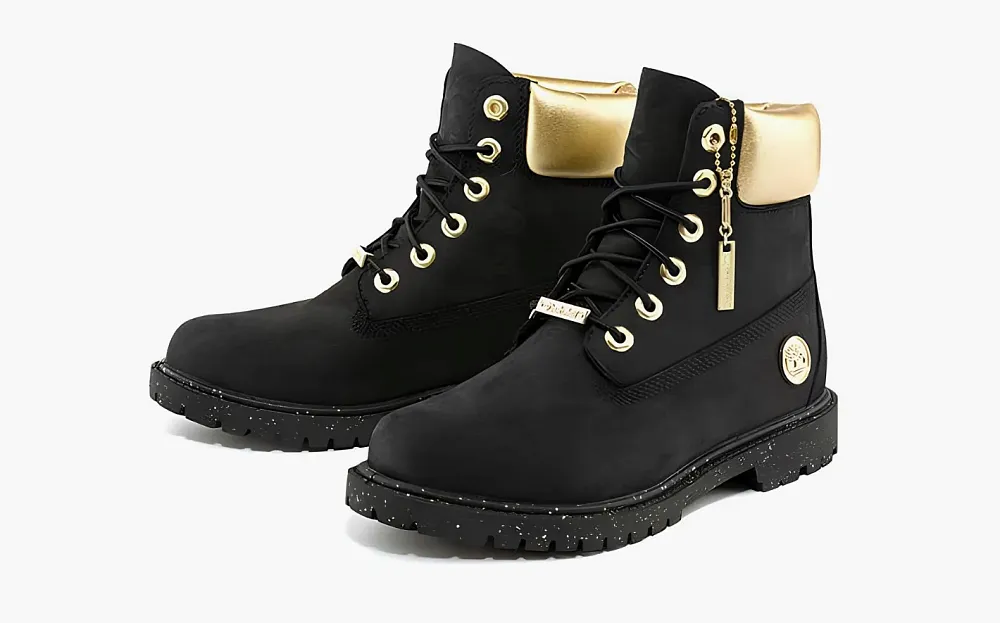 Timberland Heritage 6 Inch Waterproof Boots WMNS Black Nubuck With Gold