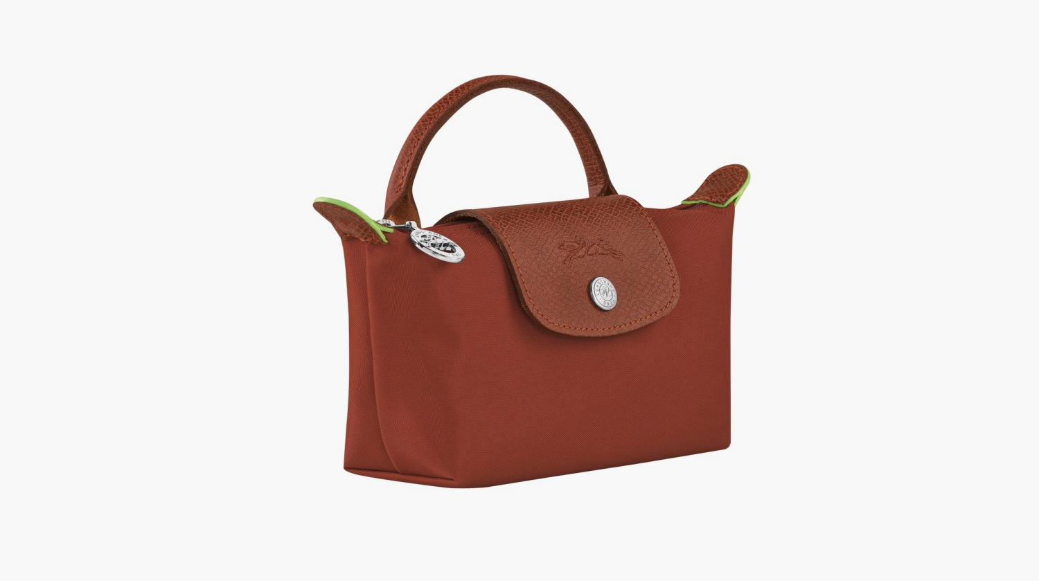 Longchamp Le Pliage Green Handle Pouch "Chestnut" 
