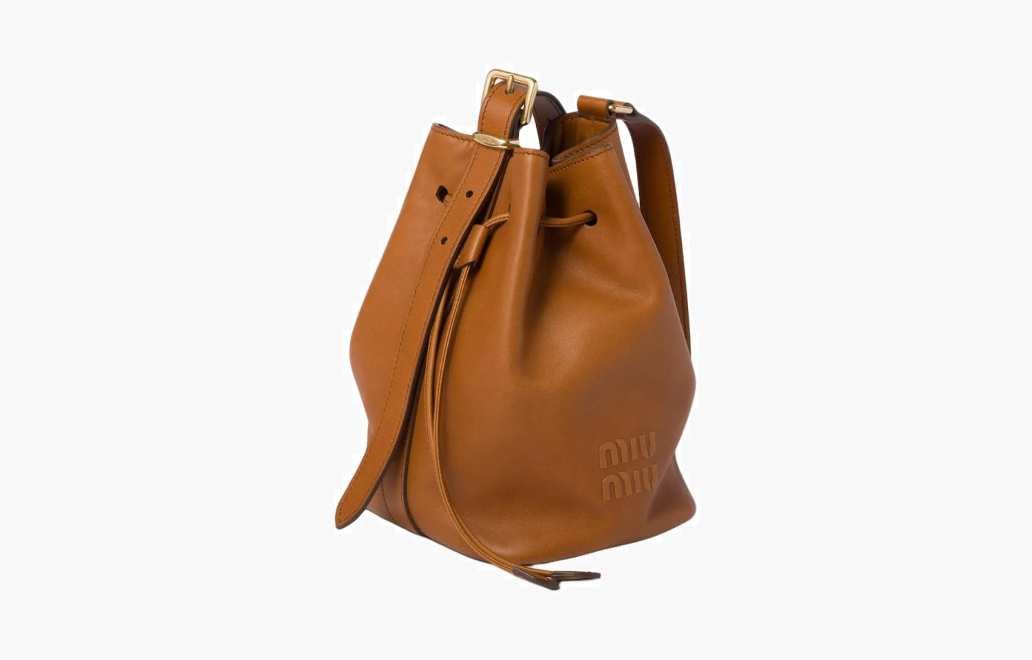 Miu Miu Leather Bucket Bag "Cognac" 