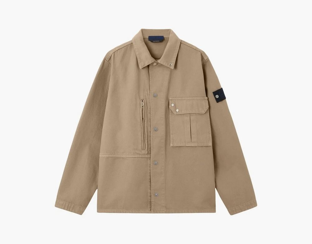 Stone Island Light Bull Denim-TC Overshirt Desert