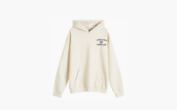Sporty & Rich Varsity Crest Hoodie Cream & Navy 