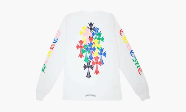 Chrome Hearts Multi Color Cross Cemetery L/S T-shirt White  Chrome Hearts Multi Color Cross Cemetery L/S T-shirt White