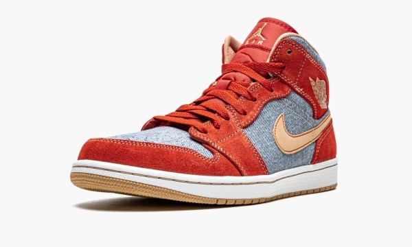 Air Jordan 1 Mid Denim Red 