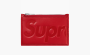 Supreme Leather Zip Card Holder "Red" 