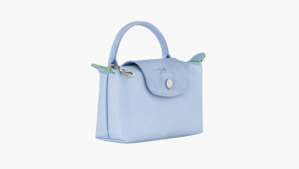 Longchamp Le Pliage Green Handle Pouch Sky Blue 