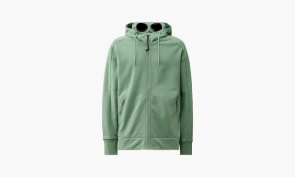 C.P. Company Diagonal Raised Fleece Goggle Zipped Hoodie Green 