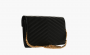 Saint Laurent Monogram Chain Wallet "Matelasse Grain de Poudre Gold-tone Black" 