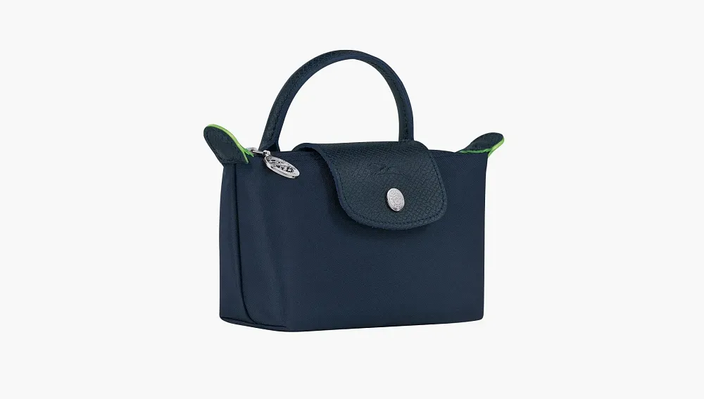 Longchamp Le Pliage Green Handle Pouch Blue Navy