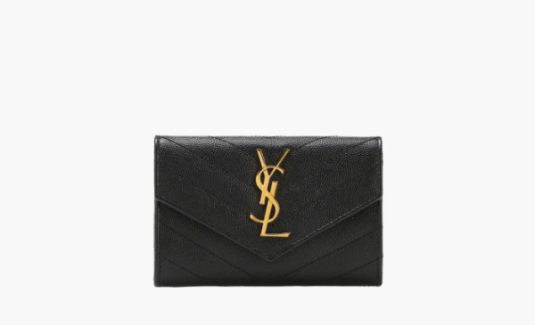 Saint Laurent Cassandre Grain De Poudre Envelope Wallet Small Noir 