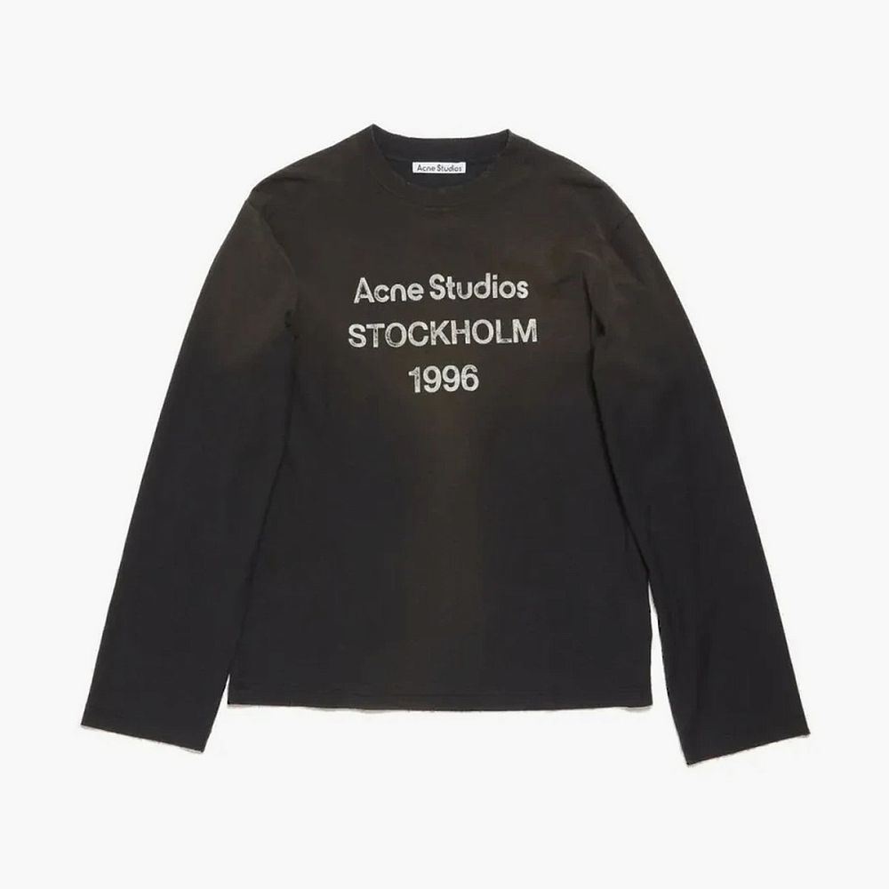 Acne Studios Logo L/S T-shirt Relaxed Fit Faded Black
