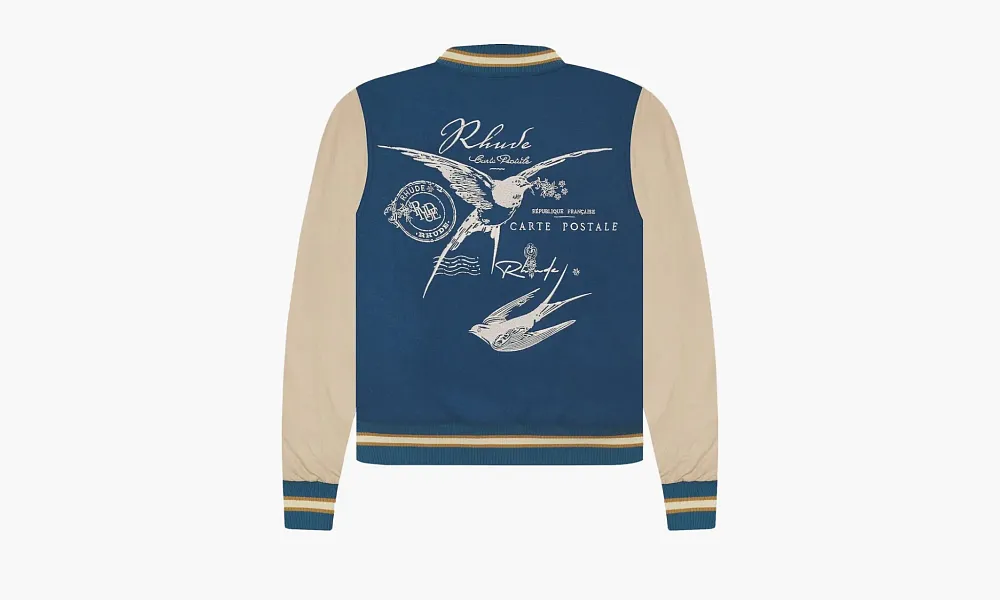 RHUDE Sparrow Varsity Jacket Slate / Creme