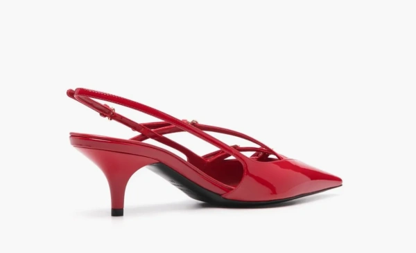 Miu Miu Patent Leather Slingbacks With Buckles Red 