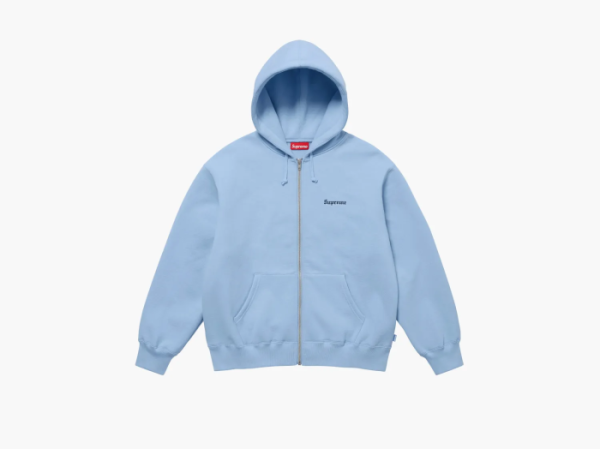 Supreme Crest Zip Up Hooded Sweatshirt Light Blue 