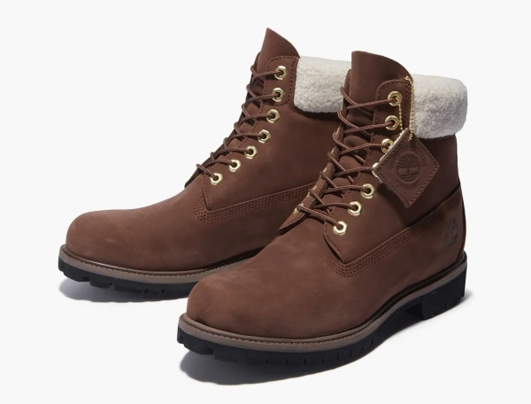 Timberland 6 Inch Premium Waterproof Boots Brown And Fleece Collar  Timberland 6 Inch Premium Waterproof Boots Brown And Fleece Collar