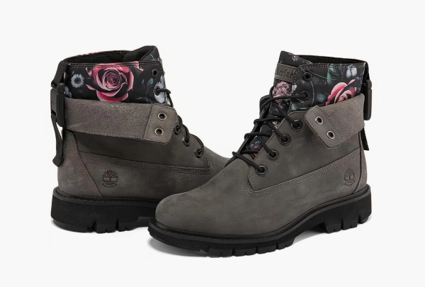 Timberland Lucia Way 6 Inch Waterproof Roll Top Boots WMNS Grey And Floral  Timberland Lucia Way 6 Inch Waterproof Roll Top Boots WMNS Grey And Floral