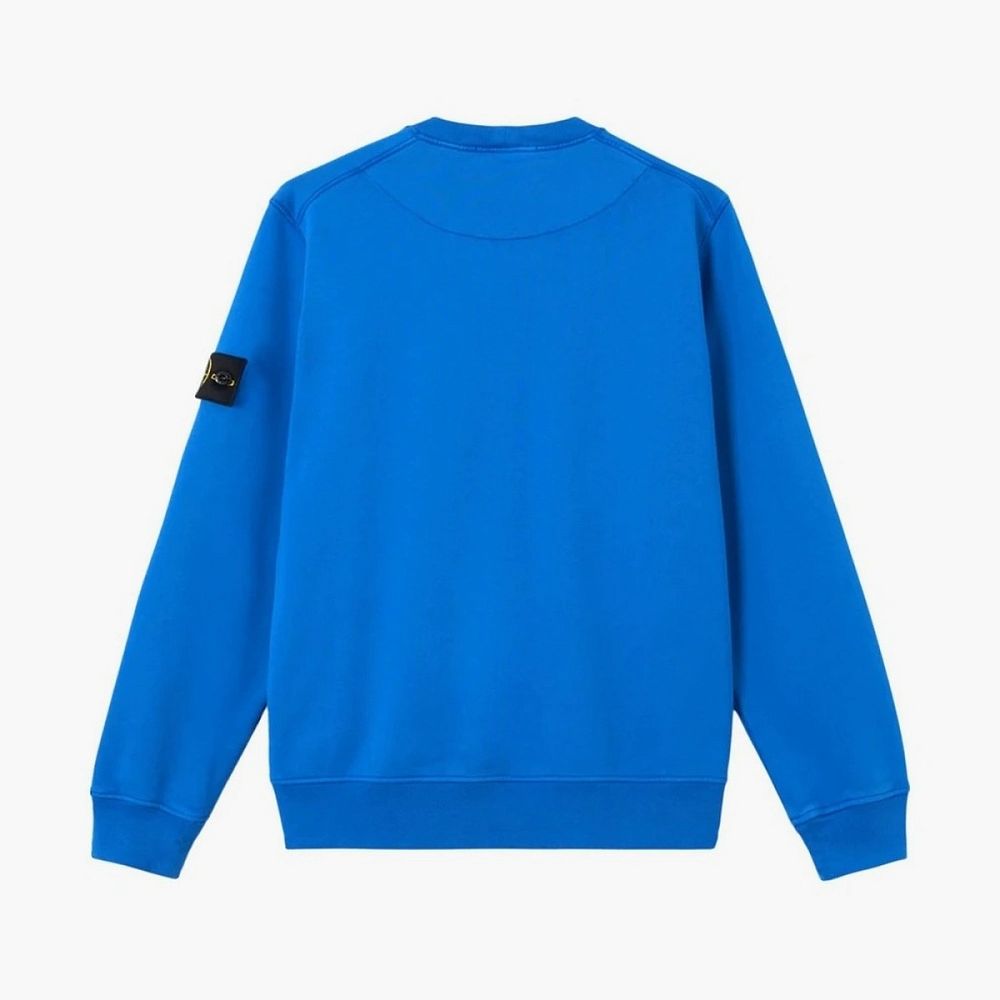 Stone Island Organic Cotton Fleece Crewneck Sweatshirt Bright Blue