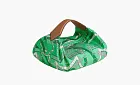 Hermes Balusoie Silk With Hunter Cow Leather Handbag Green