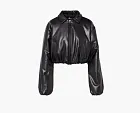 Alo Yoga Faux Leather Cropped Premier Bomber Black