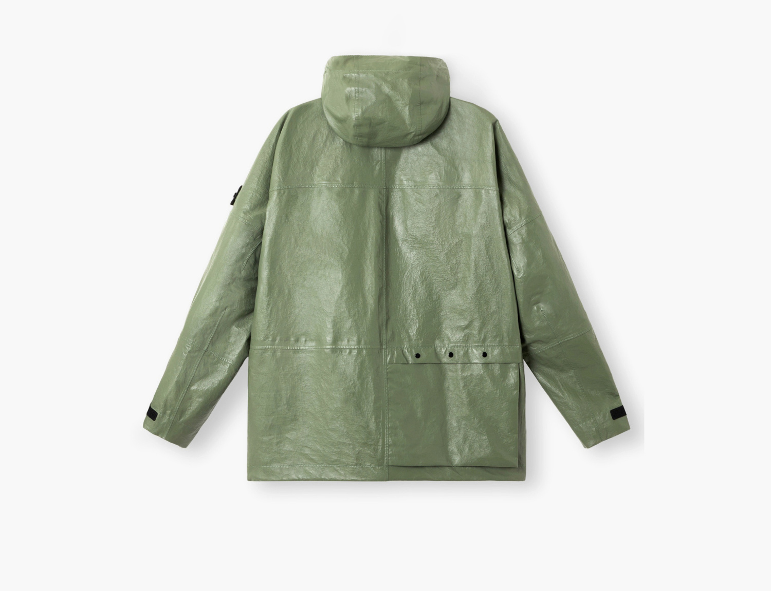 Stone Island Light Leather Organza Hooded Jacket with Waterproof Details "Sage Green" 
