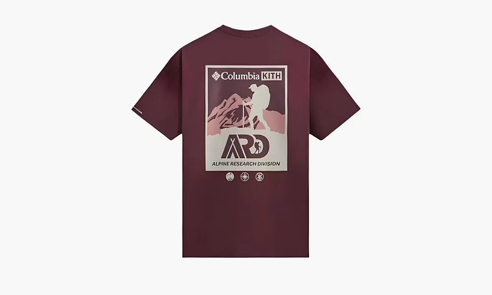 KITH X Columbia Ard Vintage Tee Burgundy