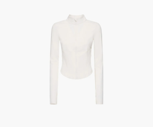 Alo Yoga Airbrush Corset Full Zip Jacket Ivory 