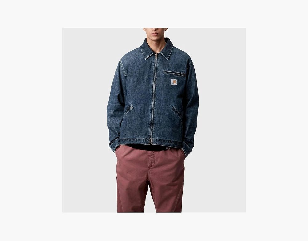 Carhartt WIP OG Detroit Jacket Blue Denim Black Collar