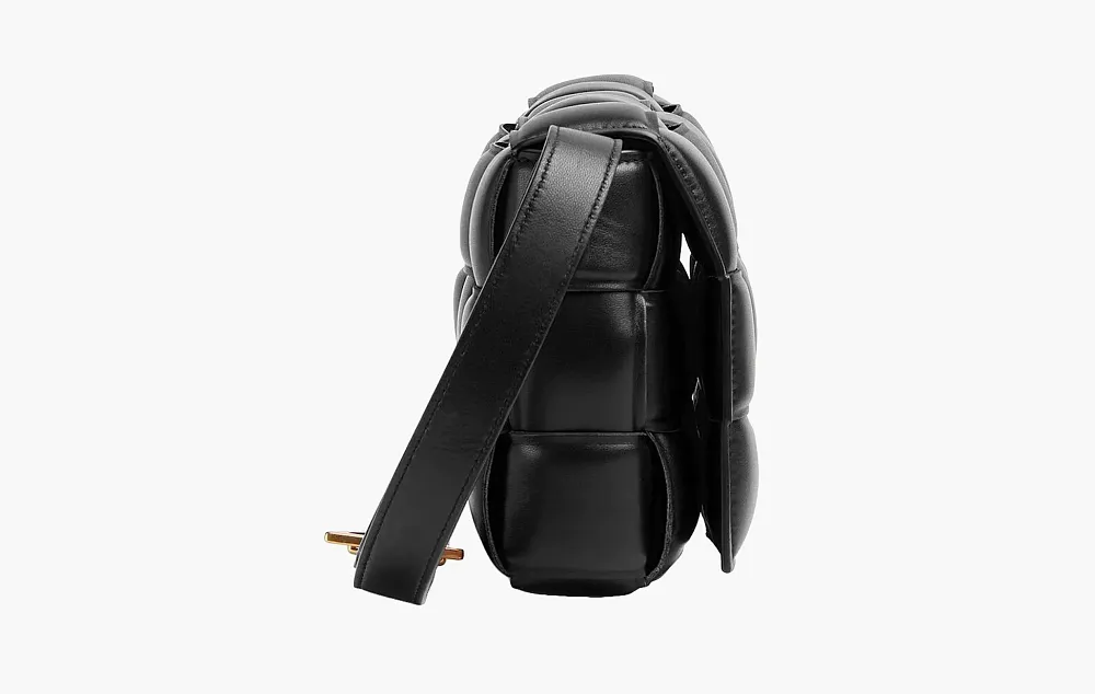 Bottega Veneta Padded Intreccio Cassette Crossbody Bag Black