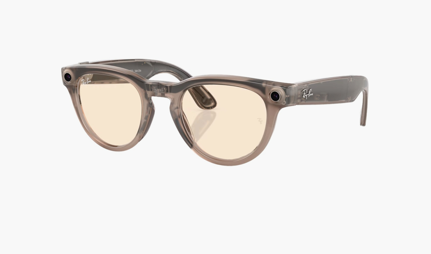 Ray-Ban Meta Headliner Shiny Warm Stone Clear/Saffron Yellow Transitions 