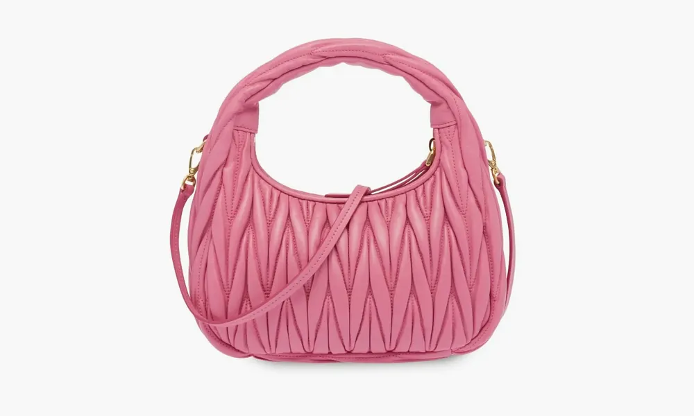 Miu Miu Wander Matelasse Nappa Leather Hobo Bag Pink