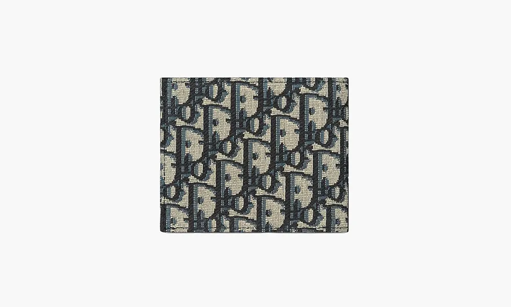 Dior Compact Wallet Dior Oblique Jacquard Beige and Black