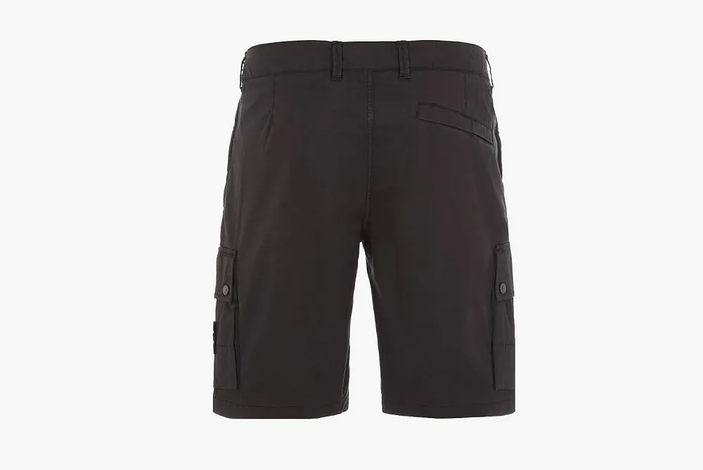 Stone Island Supima Cotton Cargo Shorts Black