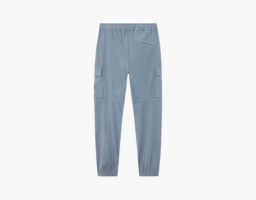 Stone Island Stretch Organic Cotton Twill Cargo Trousers Avio Blue