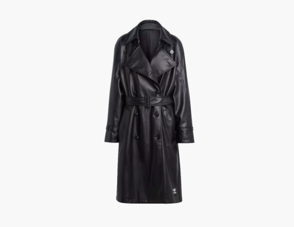 Adidas Originals Adicolor Trefoil Faux Leather Trench Coat Black 