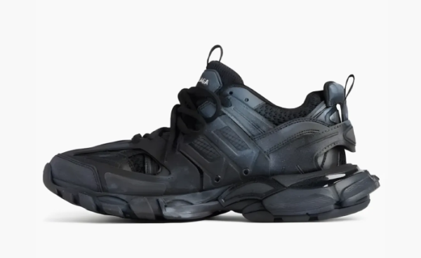 Balenciaga Track Signature Lace Up Sneakers Black 