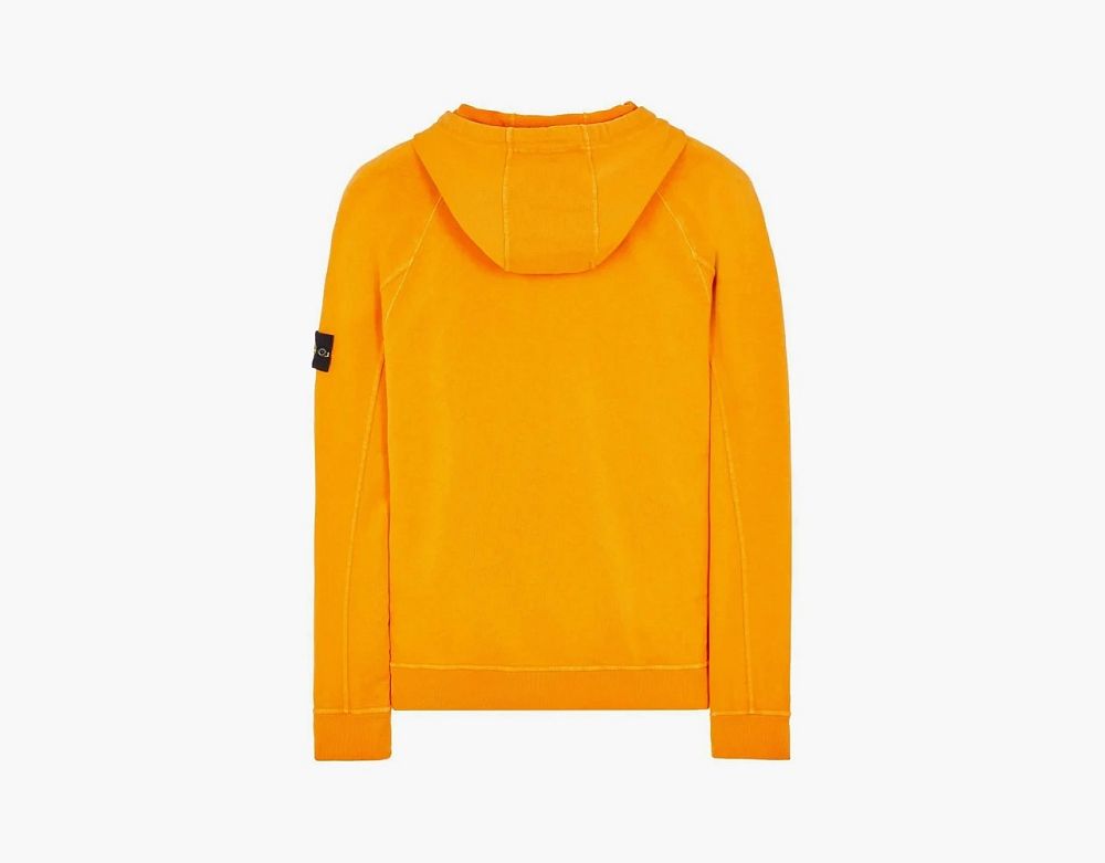 Stone Island Brushed Cotton Canvas Old Effect Hoodie Orange