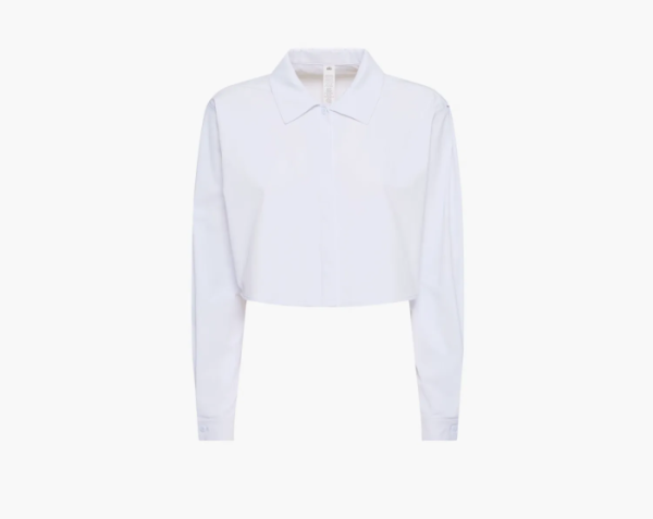 Alo Yoga Cropped Take Me Out Button Up White 
