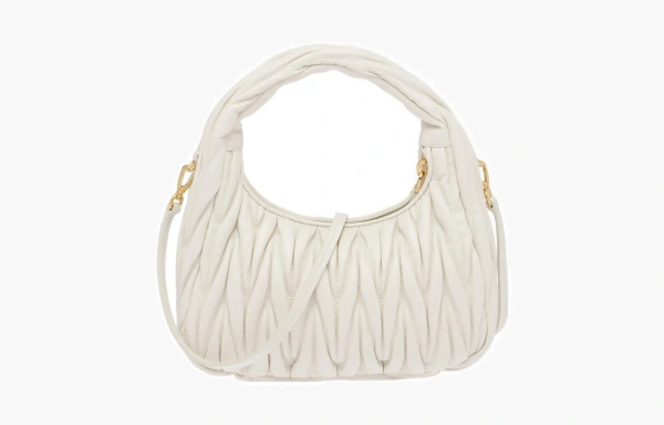 Miu Miu Wander Matelasse Nappa Leather Hobo Bag White 